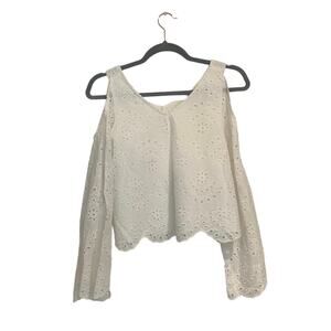 Rebellion - White Eyelet - Cold Shoulder Crop Top - Size Medium Shirt